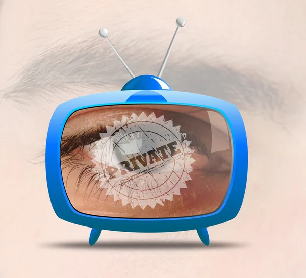 Retro tv med människans öga - privat — Stockfoto