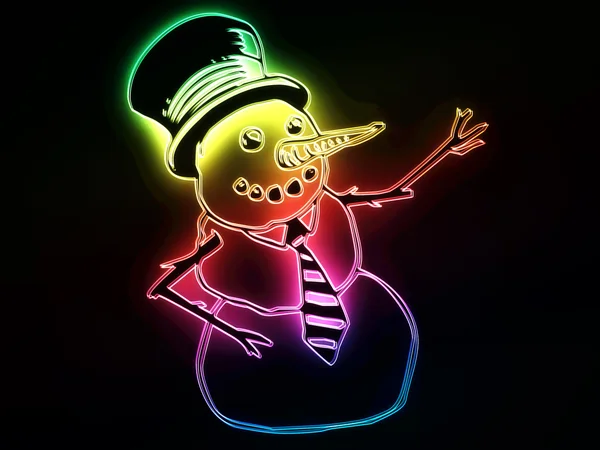 Neon snowman — Stock Photo, Image