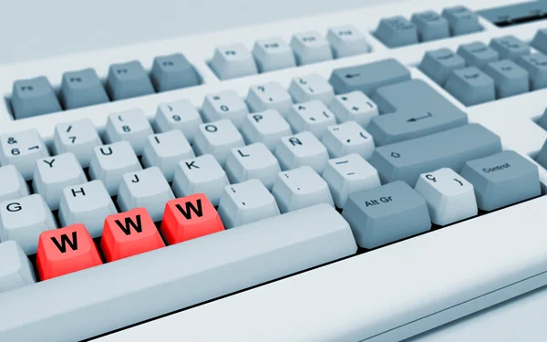 Teclado cinza com letras vermelhas "WWW " — Fotografia de Stock