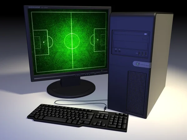 Soccer field on the computer — Stock Photo, Image