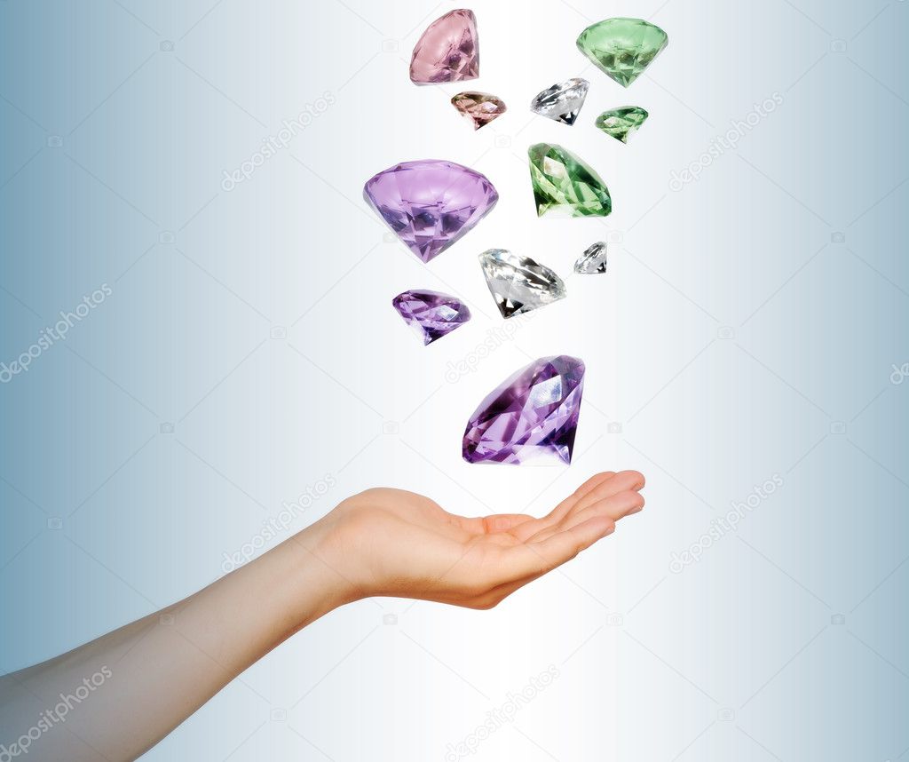 Diamonds in the hands of woman