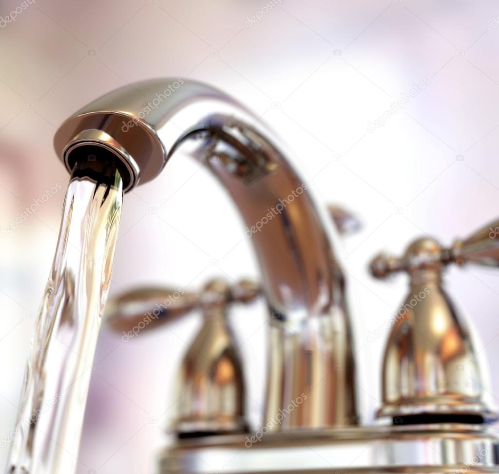 Water flows from the tap