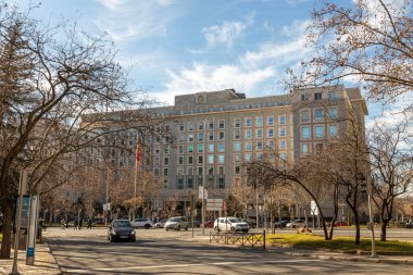 Madrid, İspanya. Savunma Bakanlığı (MINISDEF), İspanya Hükümeti 'nin Paseo de la Castellana' da bulunan bir bölümü.