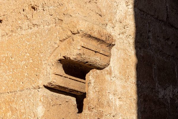 Ciudad Real, Spain. Detail of the Puerta de Toledo (Toledo Gate), a Gothic fortified city entrance formerly part of the walls