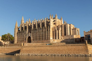 Palma de Mallorca, Spain. Facade and rose window called Ojo del Gotico (Gothic Eye) of the Santa Maria Cathedral