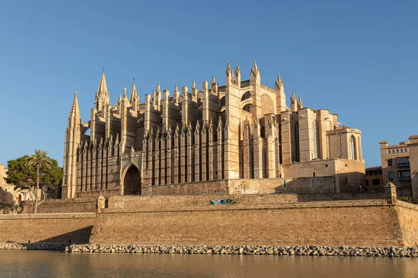 Palma de Mallorca, Spain. Facade and rose window called Ojo del Gotico (Gothic Eye) of the Santa Maria Cathedral
