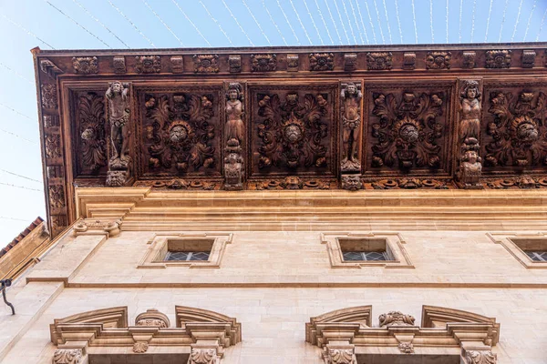 Palma Mallorca Spain Famous Baroque Wooden Eaves Ajuntament Palma Palma — Stock Photo, Image