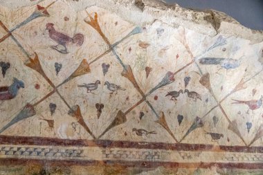 Boveda de Mera, Spain. The Roman Temple of Santalla or Santa Eulalia, dedicated to goddess Cybele. Bird frescoes