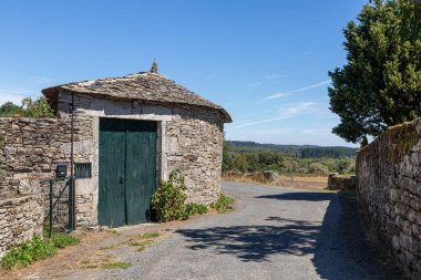 Boveda de Mera, Spain. Traditional Galician small houses on this village in Galicia
