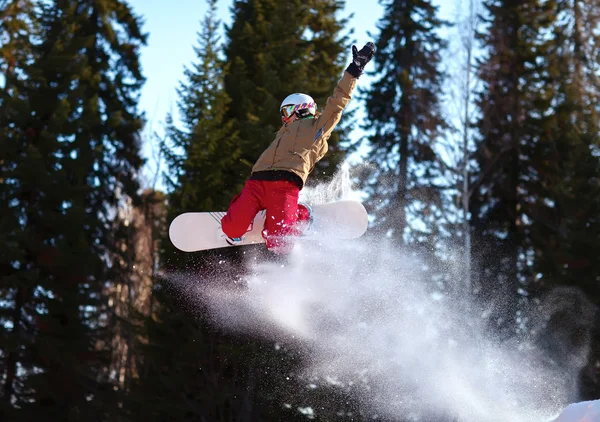 Salto de snowboarder — Fotografia de Stock