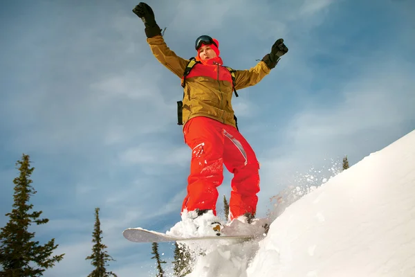 Snowboardista jumping — Stock fotografie