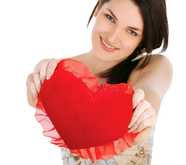 Love and valentines day woman holding heart Royalty Free Stock Photos