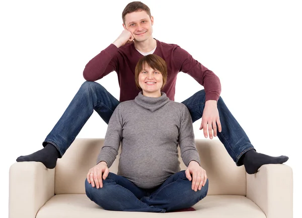 Portrait of young pair pending the kid — Stock Photo, Image