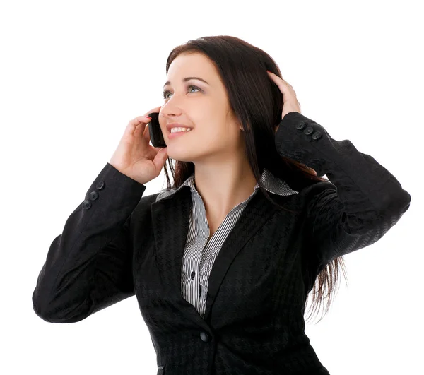 Porträt einer lächelnden Geschäftsfrau beim Telefonieren. — Stockfoto