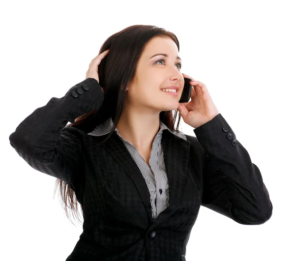 Porträt einer lächelnden Geschäftsfrau beim Telefonieren. — Stockfoto