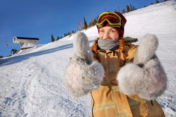 Menina snowboarder — Fotografia de Stock