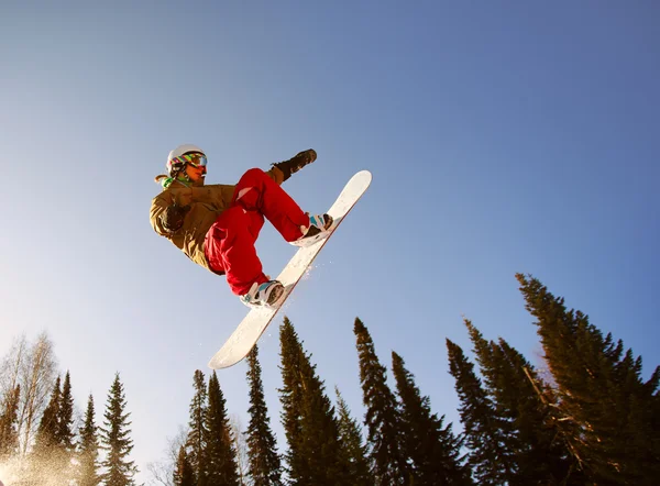 Saut de snowboarder — Photo