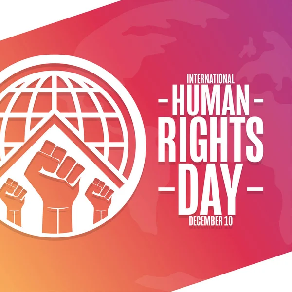 Διεθνής Ημέρα Ανθρωπίνων Δικαιωμάτων. 10 Δεκεμβρίου. Σχέδιο διακοπών. Πρότυπο για φόντο, banner, κάρτα, αφίσα με επιγραφή κειμένου. Εικονογράφηση διανύσματος EPS10. — Διανυσματικό Αρχείο