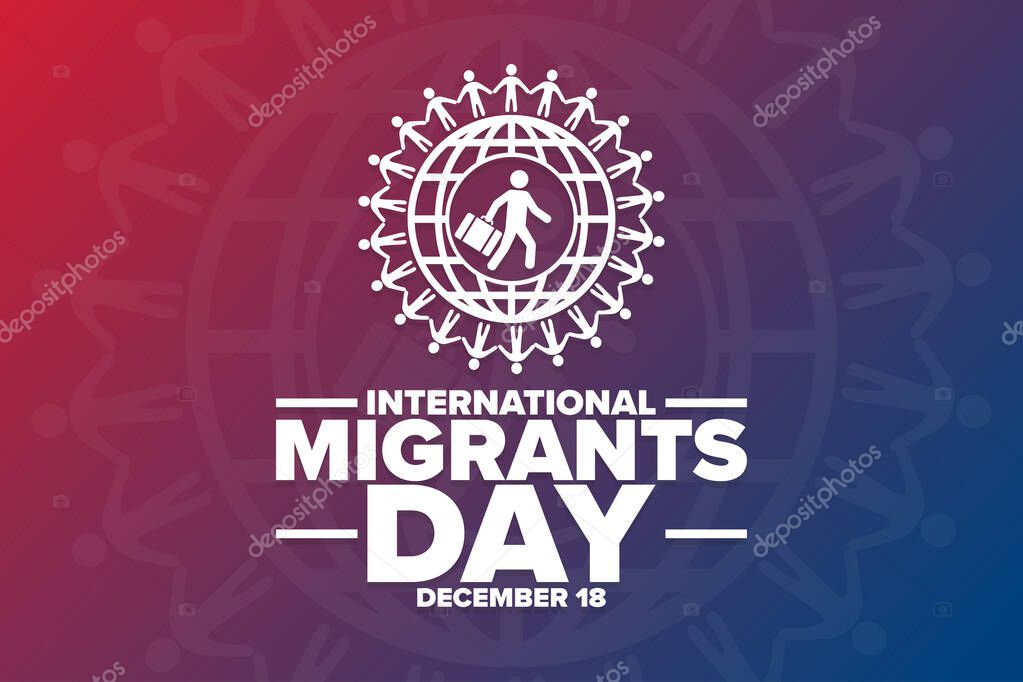 International Migrants Day. December 18. Holiday concept. Template for background, banner, card, poster with text inscription. Vector EPS10 illustration