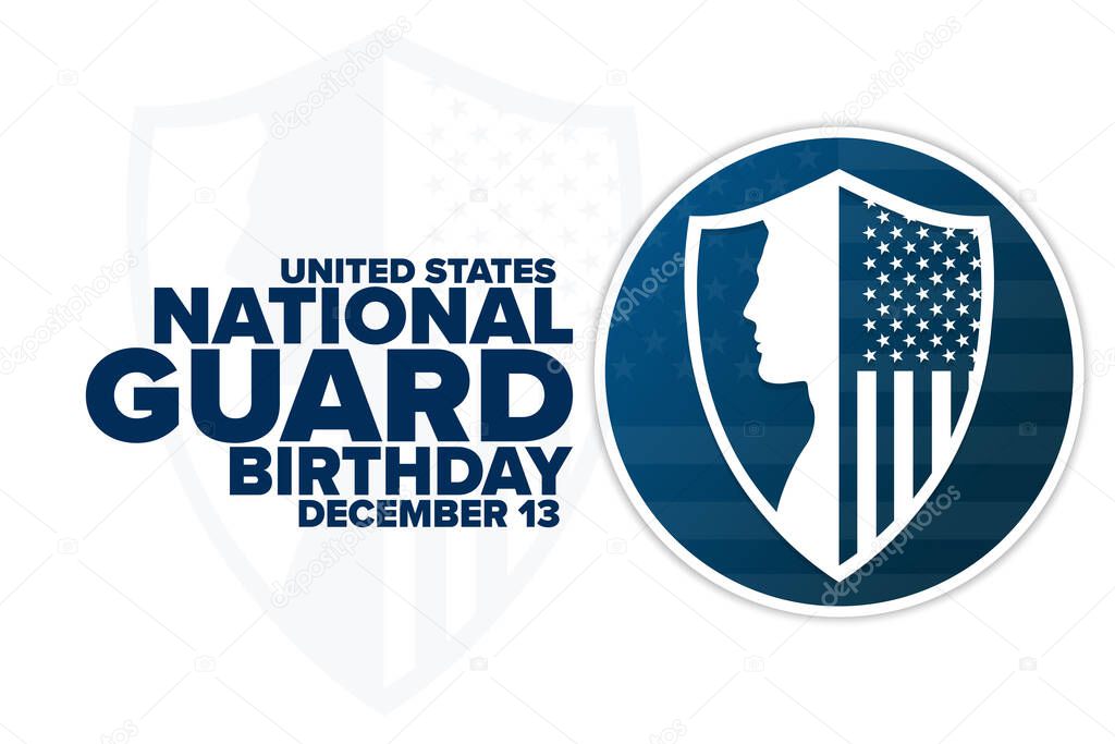 United States National Guard Birthday. December 13. Holiday concept. Template for background, banner, card, poster with text inscription. Vector EPS10 illustration