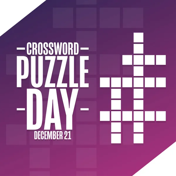 Crossword Puzzle Day. December 21. Holiday concept. Template for background, banner, card, poster with text inscription. Vector EPS10 illustration. — Stock Vector