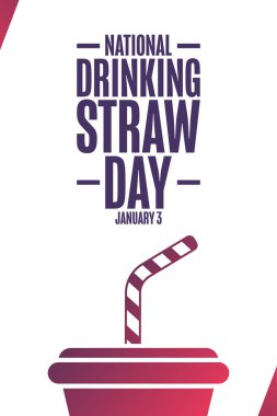 Ulusal Kamış İçme Günü. 3 Ocak. Tatil konsepti. Arkaplan, afiş, kart, yazılı poster şablonu. Vektör EPS10 illüstrasyonu.