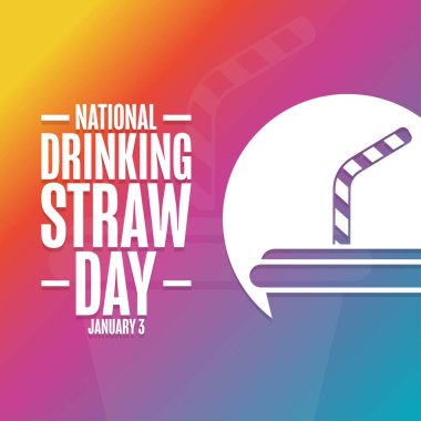 Ulusal Kamış İçme Günü. 3 Ocak. Tatil konsepti. Arkaplan, afiş, kart, yazılı poster şablonu. Vektör EPS10 illüstrasyonu.