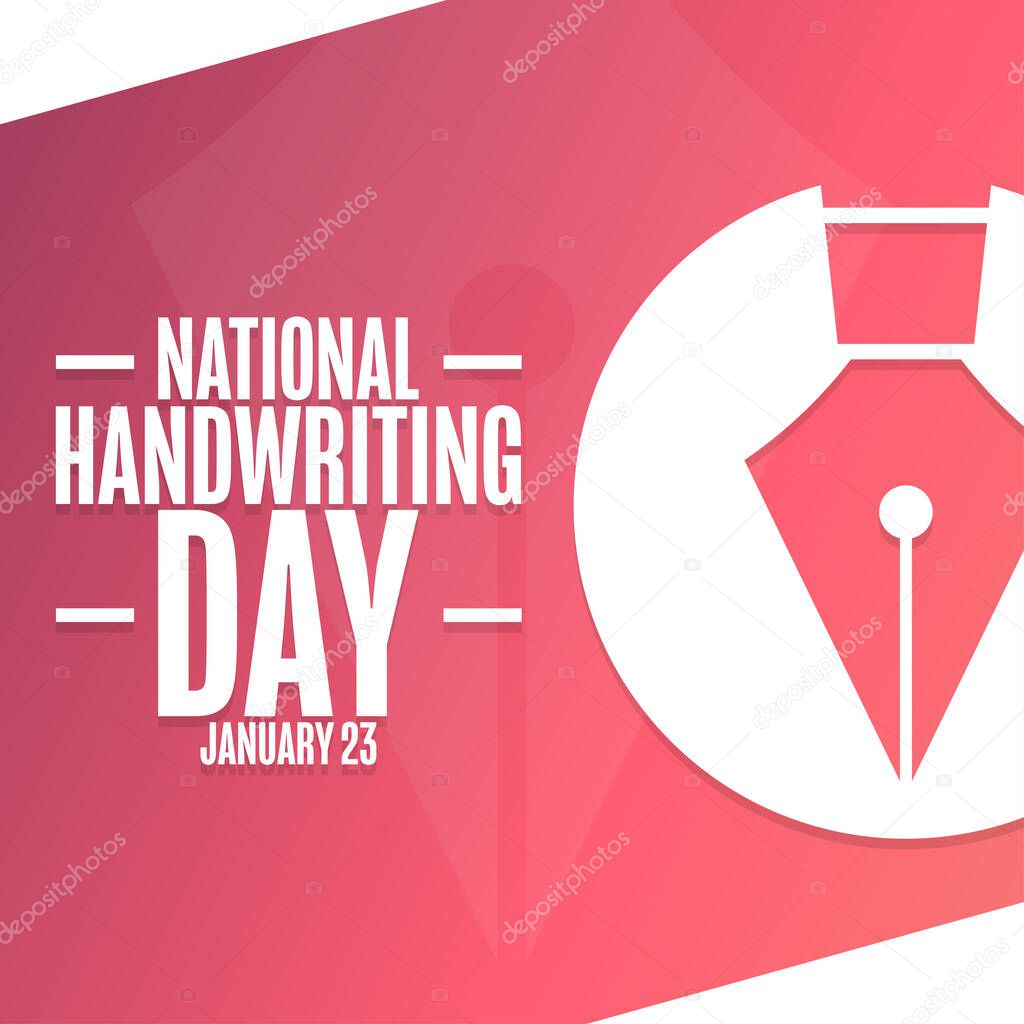 National Handwriting Day. January 23. Holiday concept. Template for background, banner, card, poster with text inscription. Vector EPS10 illustration.