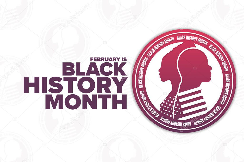 February is Black History Month. Holiday concept. Template for background, banner, card, poster with text inscription. Vector EPS10 illustration.