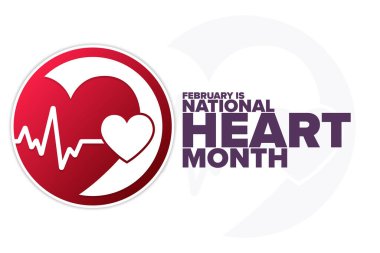 February is National Heart Month. Holiday concept. Template for background, banner, card, poster with text inscription. Vector EPS10 illustration.