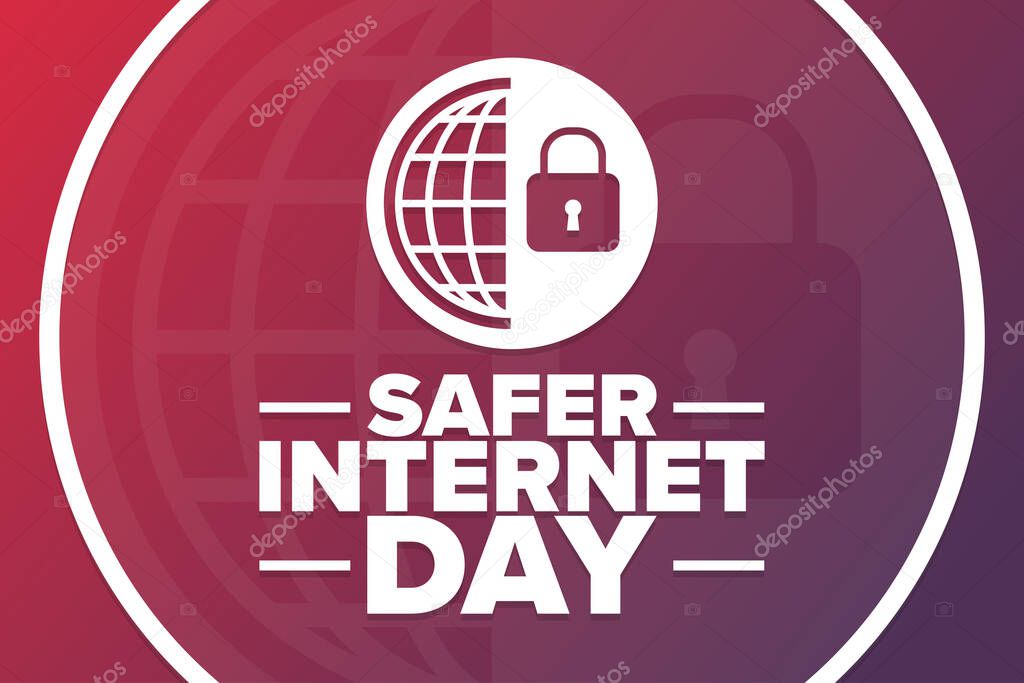 Safer Internet Day. Holiday concept. Template for background, banner, card, poster with text inscription. Vector EPS10 illustration.