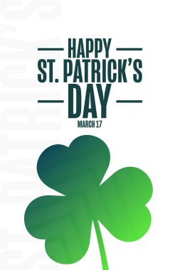 Aziz Patrick günün kutlu olsun. 17 Mart. Tatil konsepti. Arkaplan, afiş, kart, yazılı poster şablonu. Vektör EPS10 illüstrasyonu.