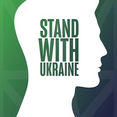 Ukrayna 'nın yanındayız. Arkaplan şablonu, afiş, yazılı poster. Vektör EPS10 illüstrasyonu.