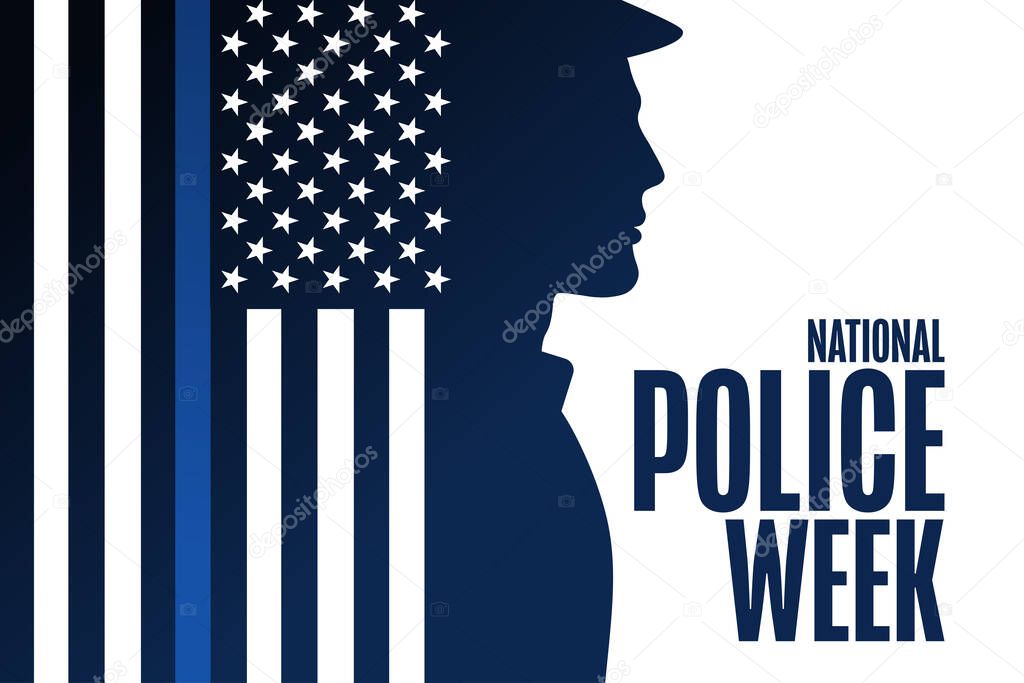 National Police Week. Holiday concept. Template for background, banner, card, poster with text inscription. Vector EPS10 illustration
