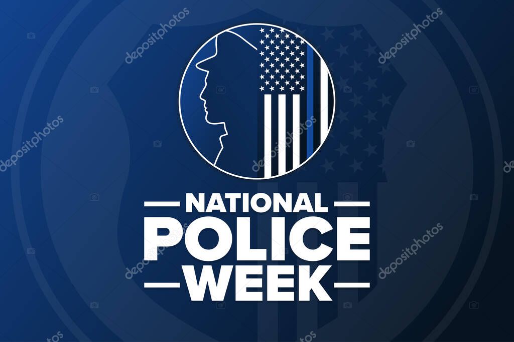 National Police Week. Holiday concept. Template for background, banner, card, poster with text inscription. Vector EPS10 illustration