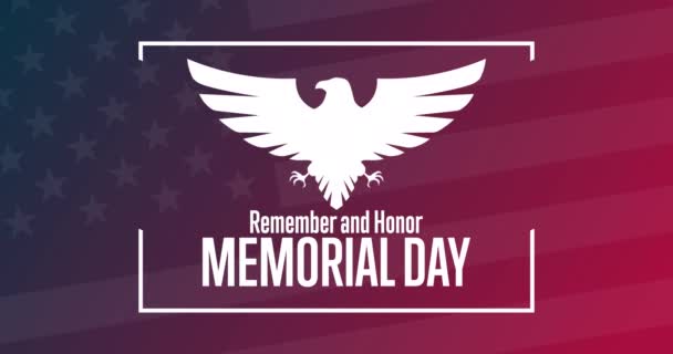 Memorial Day. Remember and Honor. Flat holiday animation. Motion graphic design. 4K, HD loop footage. — Vídeo de Stock
