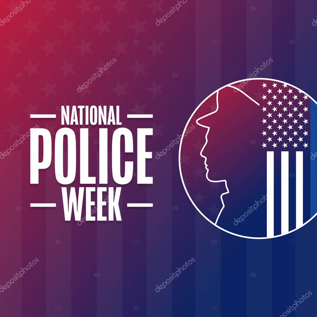 National Police Week. Holiday concept. Template for background, banner, card, poster with text inscription. Vector EPS10 illustration