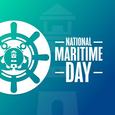 Ulusal Denizcilik Günü. Tatil konsepti. Arkaplan, afiş, kart, yazılı poster şablonu. Vektör EPS10 illüstrasyonu.