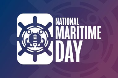 Ulusal Denizcilik Günü. Tatil konsepti. Arkaplan, afiş, kart, yazılı poster şablonu. Vektör EPS10 illüstrasyonu.