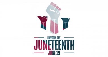 Haziran 'da. Özgürlük Günü. 19 Haziran. Tatil animasyonu. Hareketli grafik tasarım. 4K, HD döngü görüntüleri. 