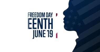 Haziran 'da. Özgürlük Günü. 19 Haziran. Tatil animasyonu. Hareketli grafik tasarım. 4K, HD döngü görüntüleri. 