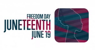 Juneteenth. Freedom Day. June 19. Flat holiday animation. Motion graphic design. 4K, HD loop footage. 