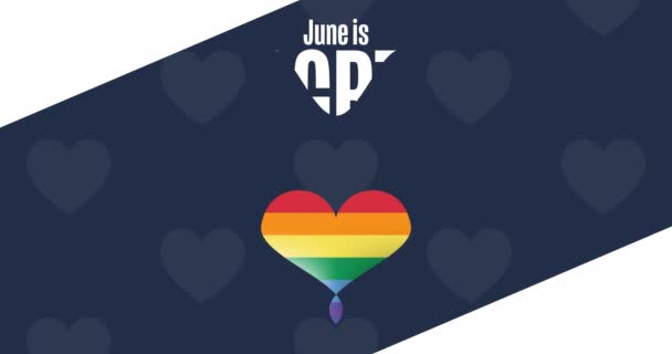 June is LGBT Pride Month. Flat holiday animation. Motion graphic design. 4K, HD loop footage. — Vídeo de Stock