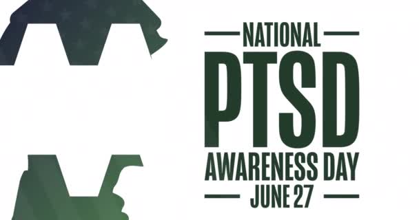 National PTSD Awareness Day. June 27. Flat holiday animation. Motion graphic design. 4K, HD loop footage. — Vídeos de Stock