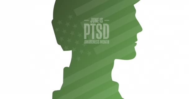 June is PTSD Awareness Month. Flat holiday animation. Motion graphic design. 4K, HD loop footage. — Vídeo de Stock
