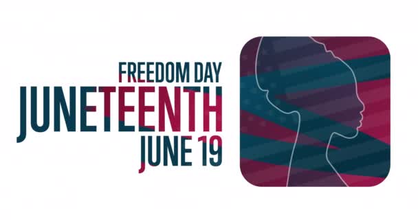 Juneteenth. Freedom Day. June 19. Flat holiday animation. Motion graphic design. 4K, HD loop footage. — Video