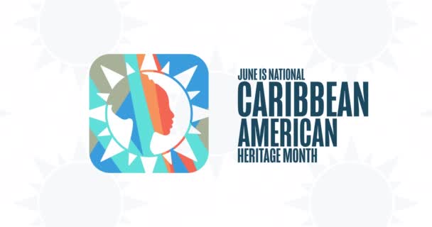 June is National Caribbean American Heritage Month. Flat holiday animation. Motion graphic design. 4K, HD loop footage. — Stok video