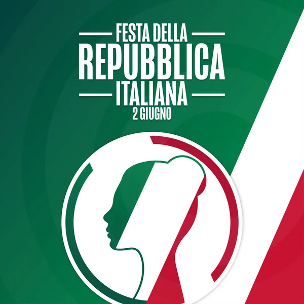 Gelukkige Republikeinse Dag. Italië. 2 juni. Inschrijving in het Italiaans: Italiaanse Republiek Dag. Vakantie concept. Sjabloon voor achtergrond, banner, kaart, poster met tekst inscriptie. Vector EPS10 illustratie. — Stockvector