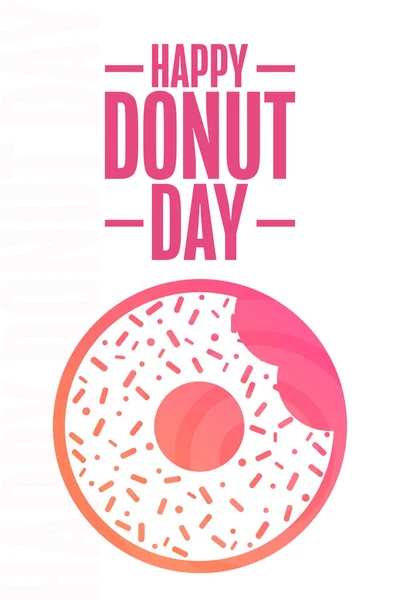 Happy Donut Day. Holiday concept. Template for background, banner, card, poster with text inscription. Vector EPS10 illustration. — Wektor stockowy