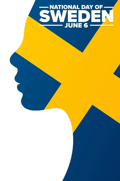 スウェーデンの建国記念日。6月6日。休日の概念。背景、バナー、カード、テキストの碑文とポスターのためのテンプレート。ベクトルEPS10のイラスト. — ストックベクタ